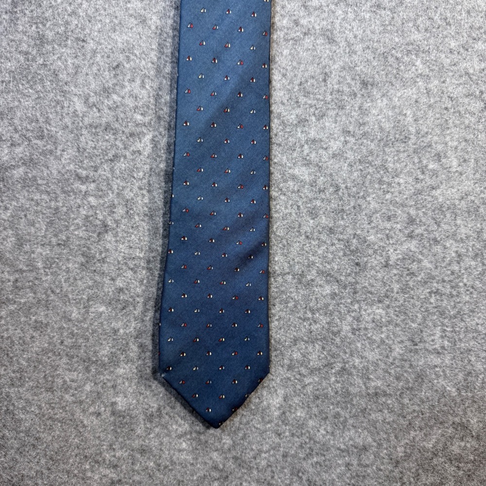 Christian‎ Dior Silk Tie Blue Nautical Sailboat Pattern Men's Luxury Necktie